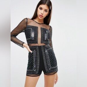 ASOS Elegant Black Dress with Beaded Accents